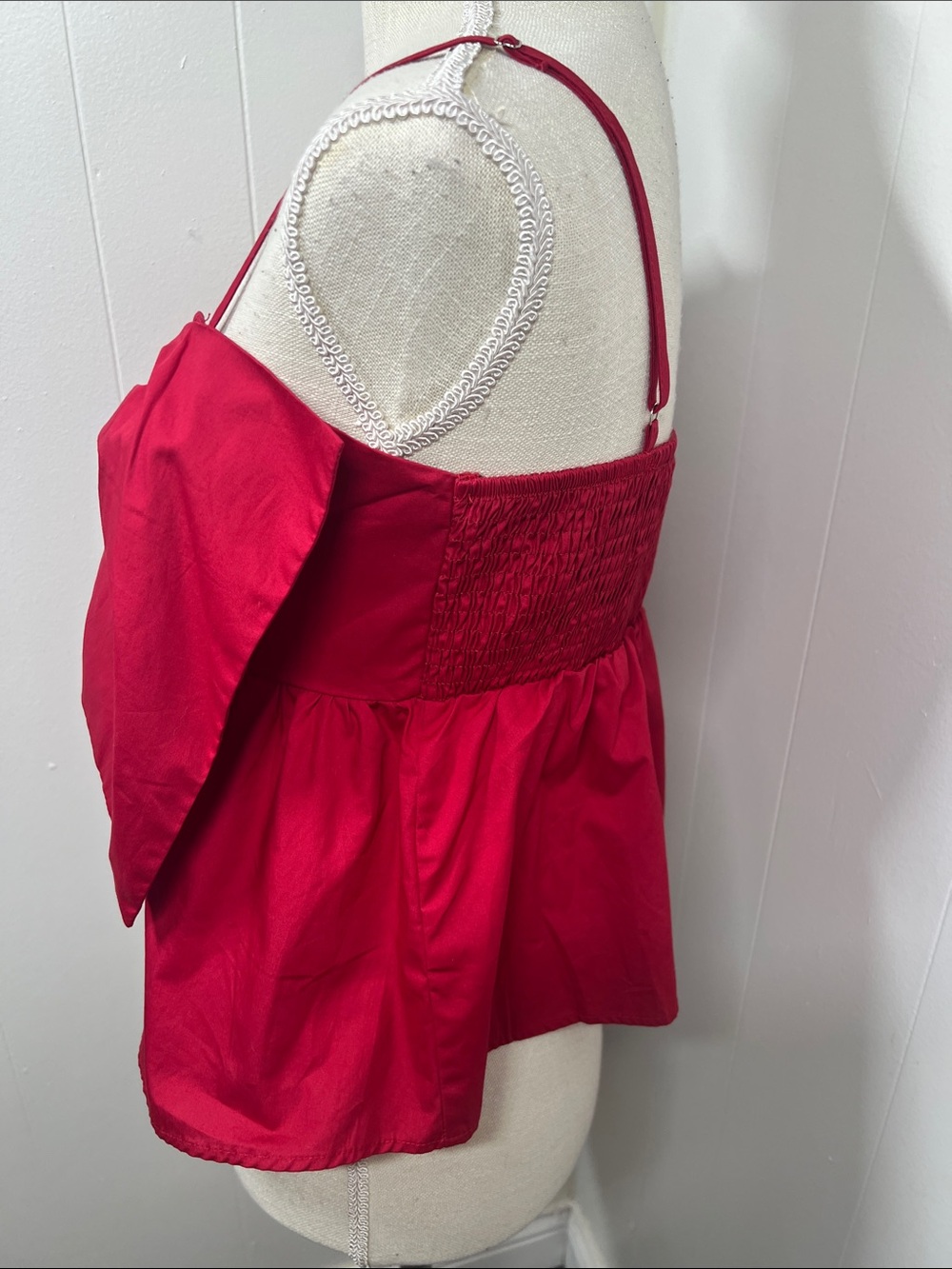 NWT Timing Red Bow-Front Spaghetti Strap Top Size Large - Picture 5 of 11